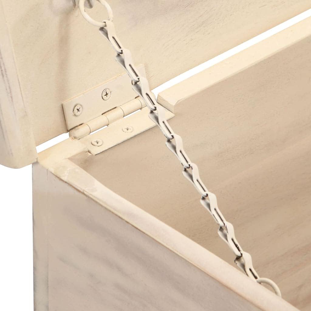 White Solid Acacia Wood Storage Box L11628