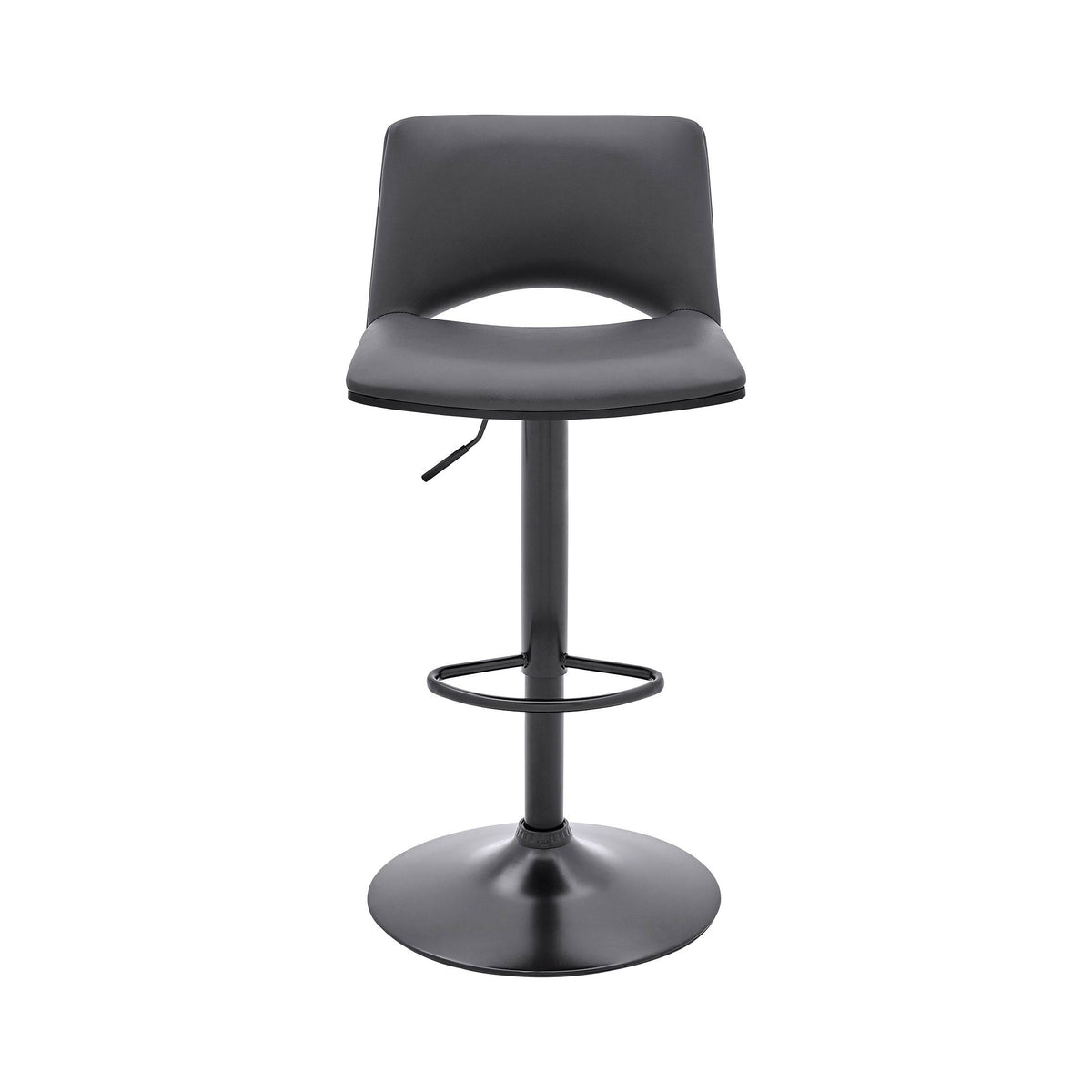 Gray Faux Leather and Black Metal Adjustable Swivel Bar Stool B36605