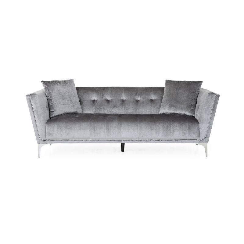 Smoke Silver 3 Seater Velvet Sofa U98504