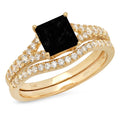 18k Yellow Gold Black Onyx Princess Cut Ring W443