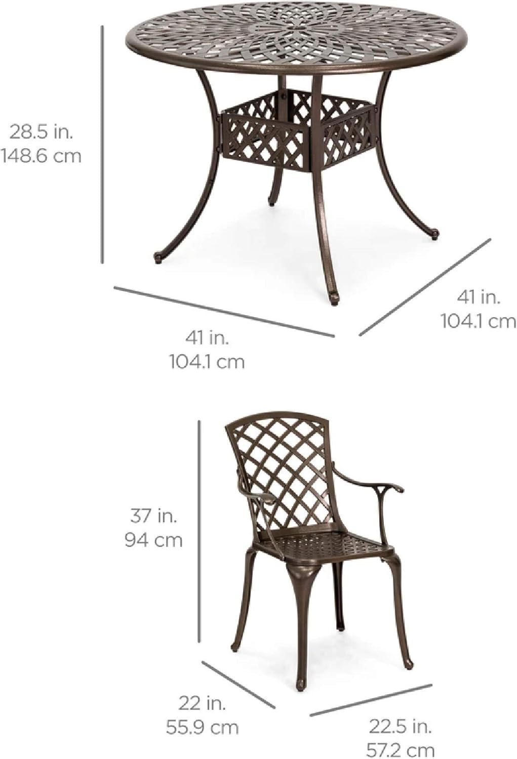 5-Piece Outdoor Cast Aluminum Dining Set with 4 Chairs A251