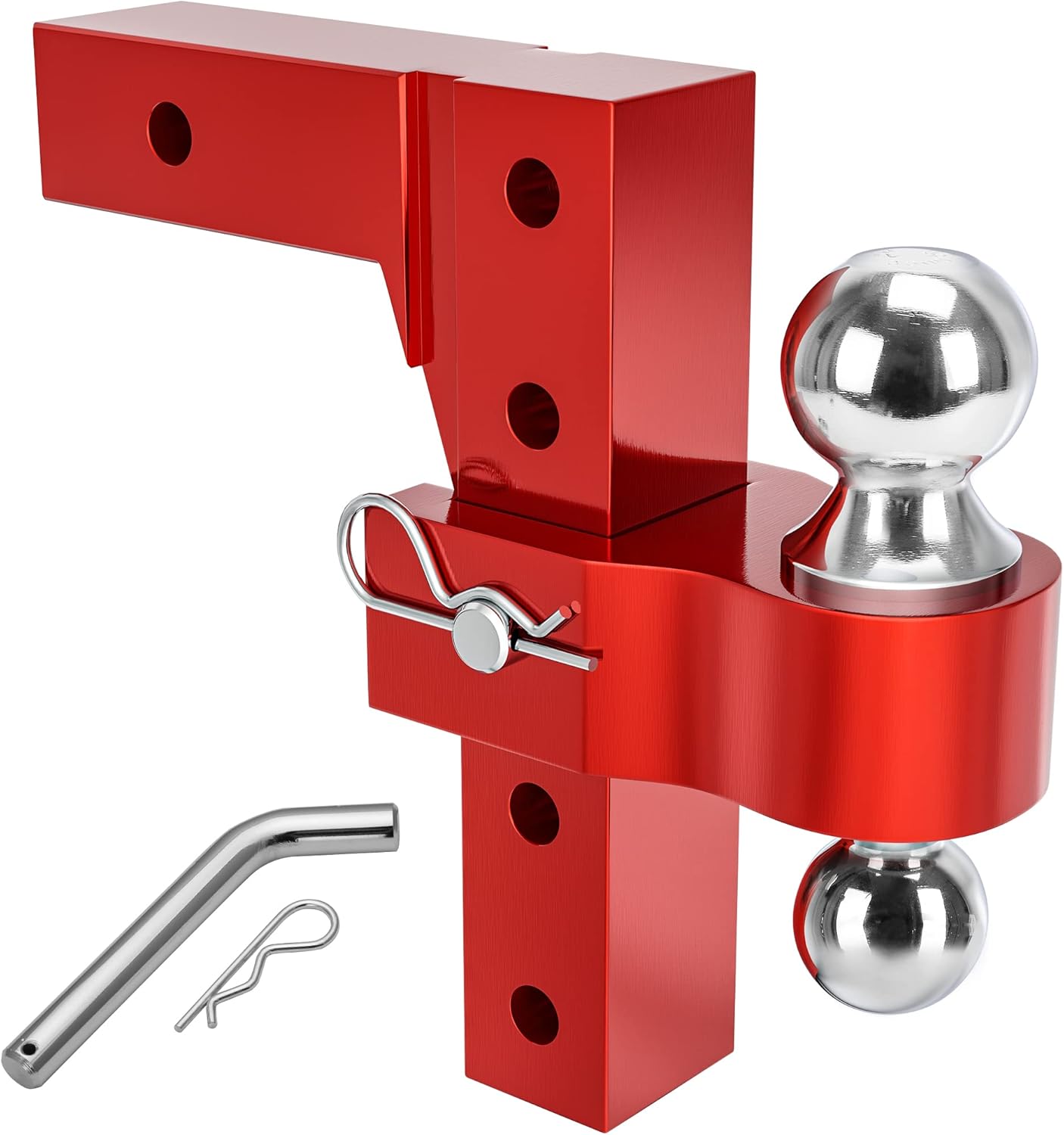 Adjustable Trailer Hitch Ball Mount, 2-Inch Receiver, 6-Inch Drop, Forged Aluminum Shank, 2'' & 2-5/16'' Combo Tow Balls, Stainless Steel Pins, Black P755836
