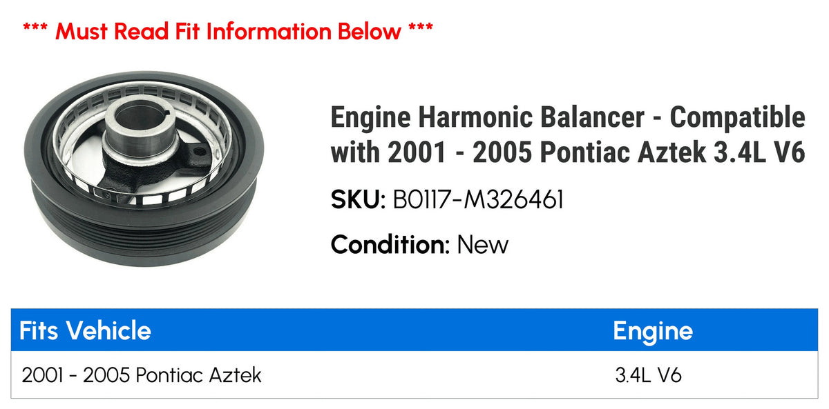 Harmonic Balancer for 2001-2005 Pontiac Aztek 3.4L V6 M496