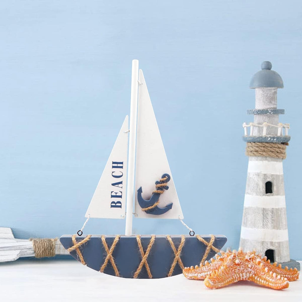 Wooden Sailboat Decoration (8.3 x 1.18 x 11 Inches) J233641