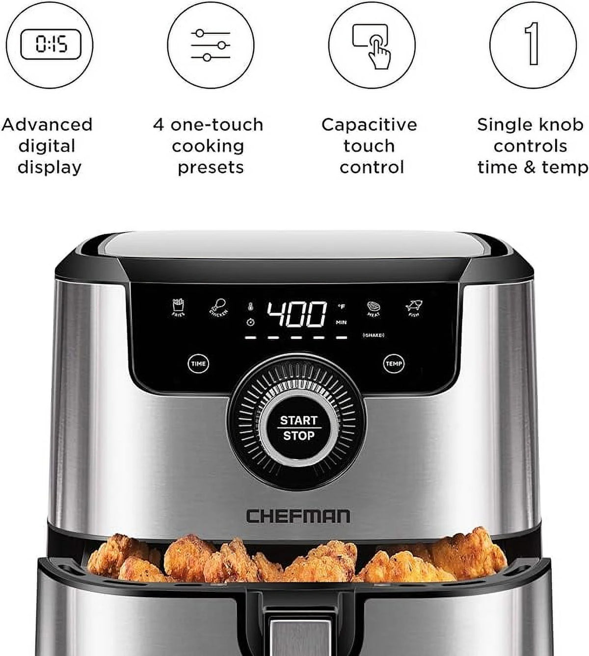 Open Box CHEFMAN Air Fryer 4.5 Qt SILVER C99154