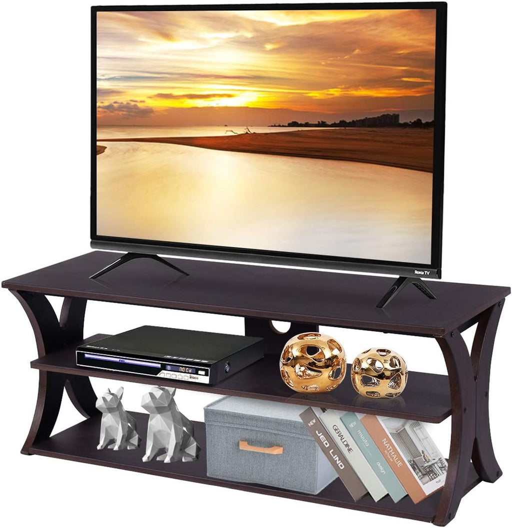3-Tier TV Stand Storage Console with Storage Shelves (Wood Top) G1376