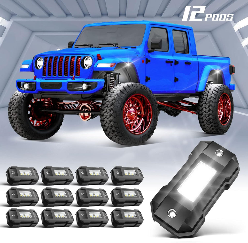 White 16 Pod Waterproof LED Rock Lights for Car Truck SUV Offroad Boat ATV UTV W83045