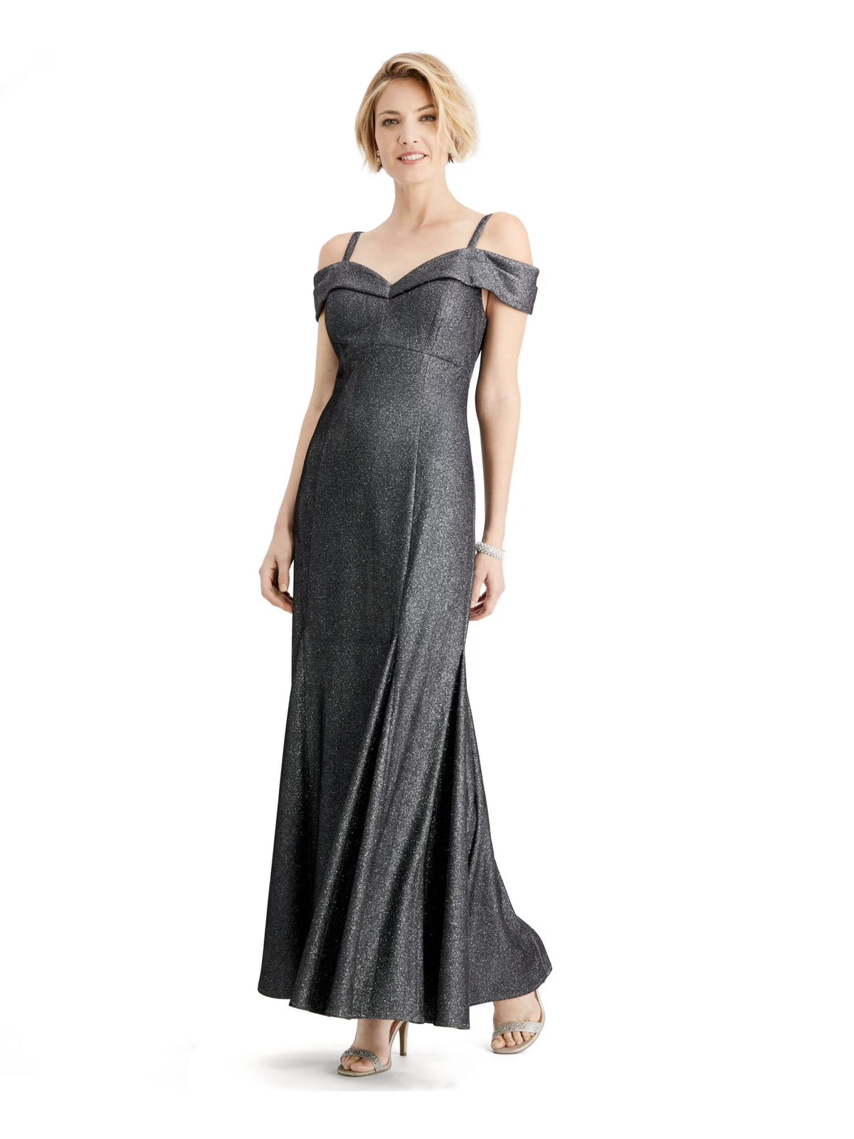Gray Sleeveless Maxi Fit + Flare Formal Dress B742
