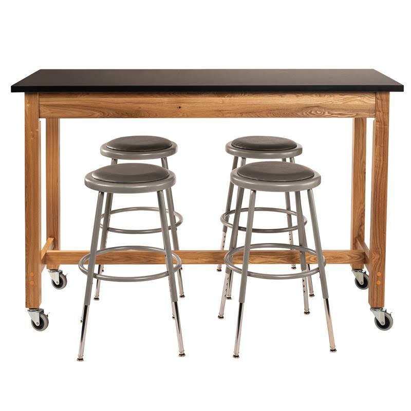 72x22 Wood Science Lab Table with Chem-Res Top and Casters D4168