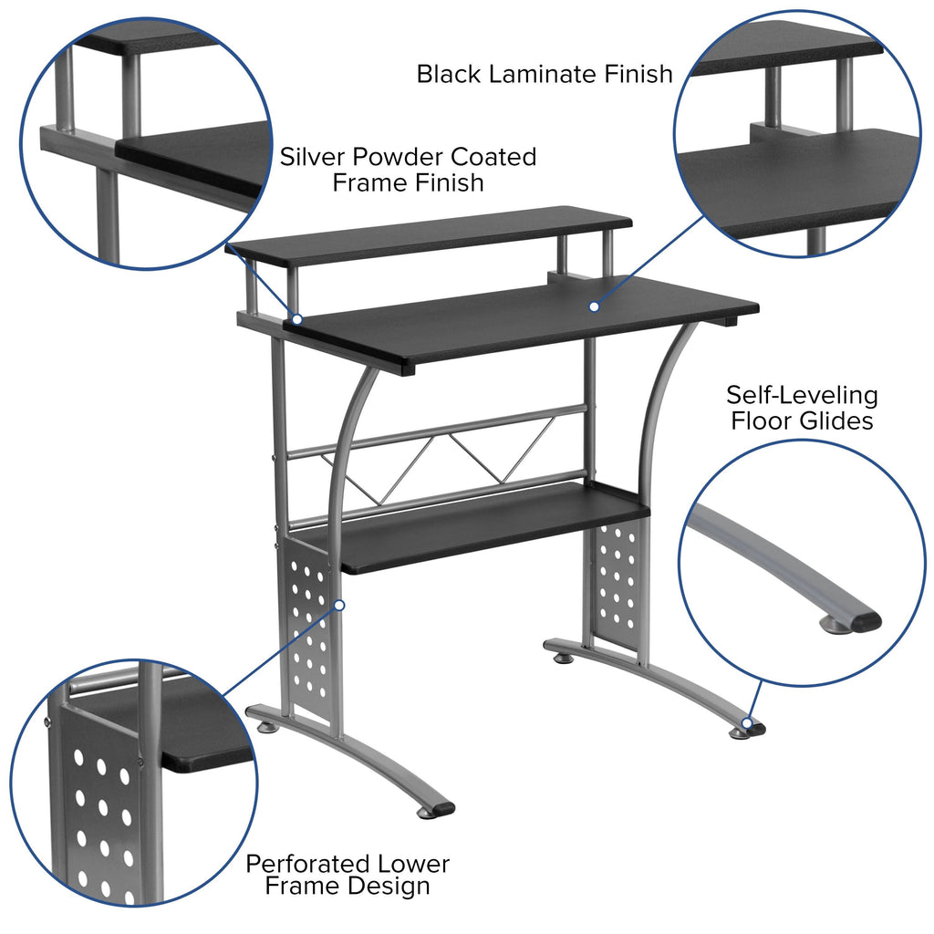 3PC Black Office Set with Desk, Mesh Chair, Filing Cabinet Z5530