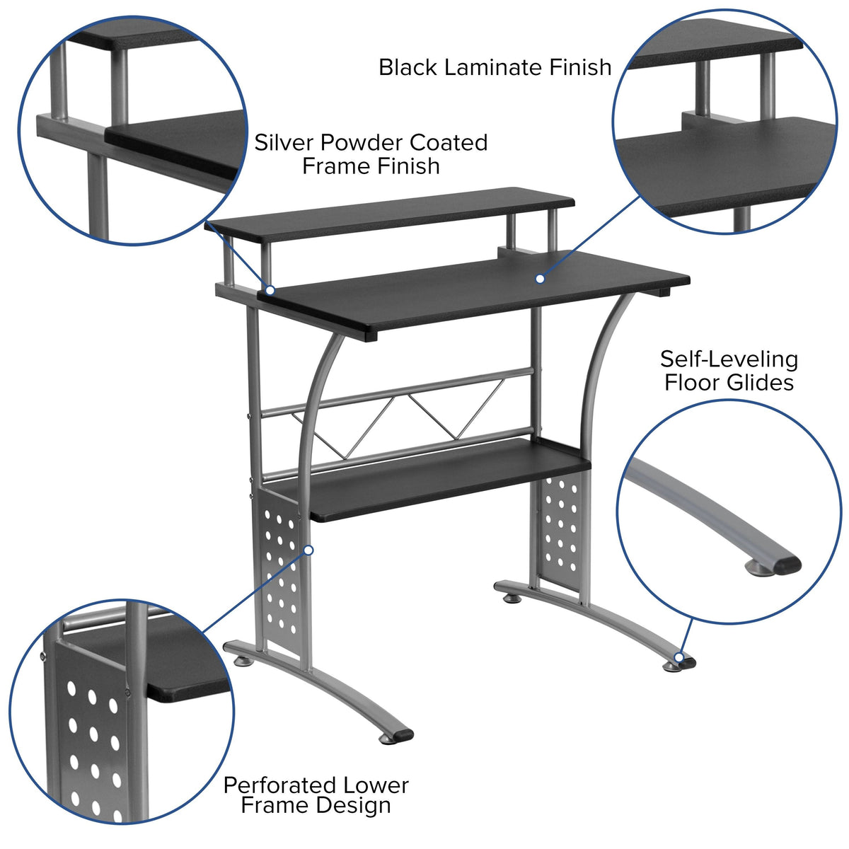 3PC Black Office Set with Desk, Mesh Chair, Filing Cabinet Z5530