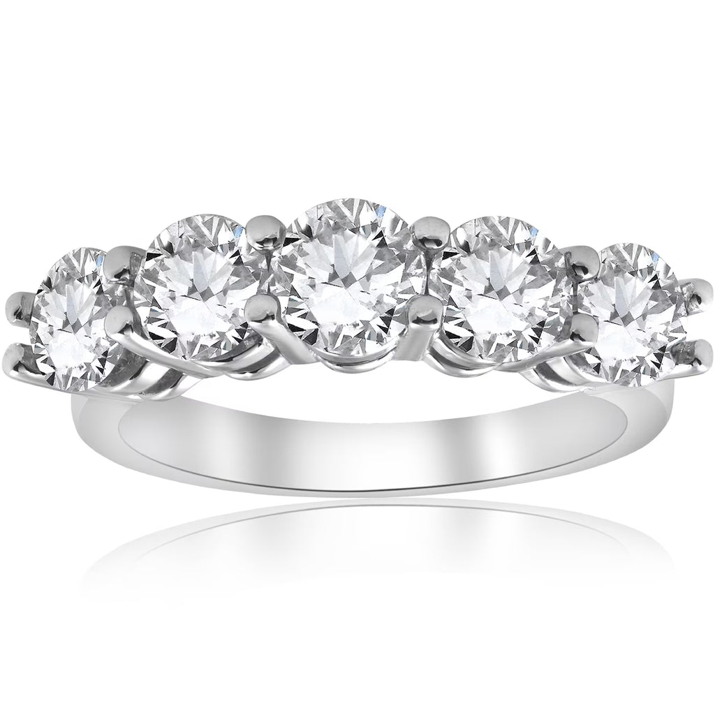 14K White Gold Diamond Five Stone Wedding Ring K880743