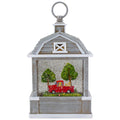 12.75x22 Lighted Gray Barn Snow Globe with Red Truck and Dogs G840630