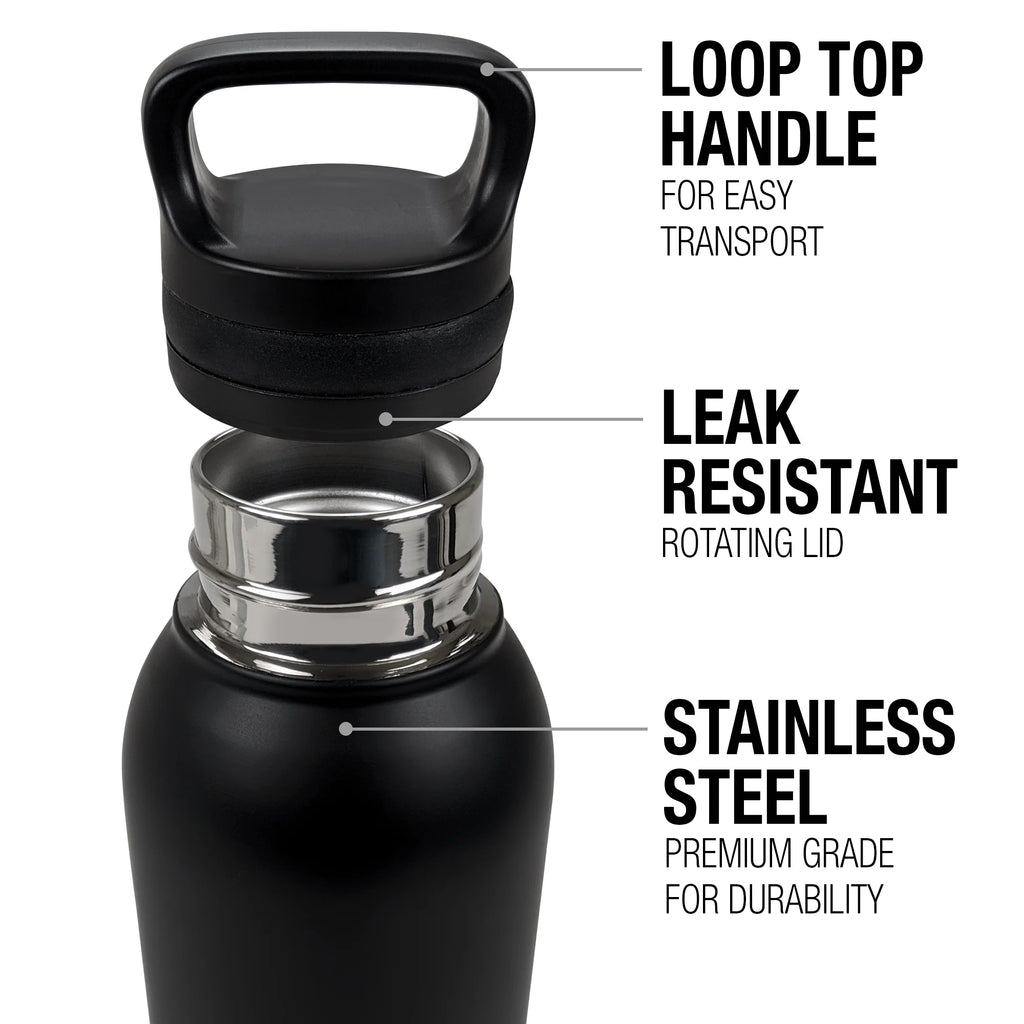 24 oz Insulated Stainless Steel Water Bottle with Loop Cap T2825