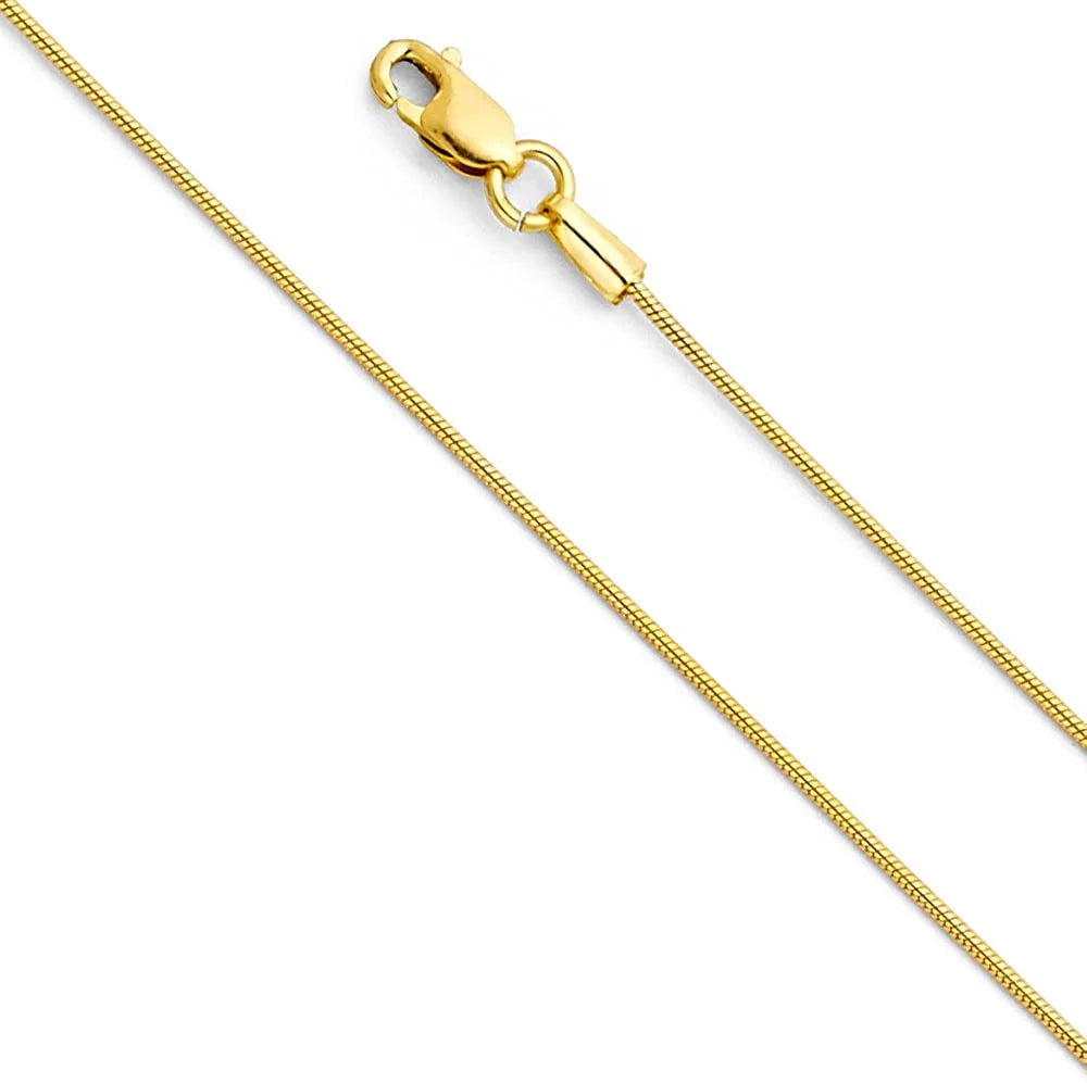14K Yellow Gold Polished Love Heart Shaped Locket Pendants with 0.8mm Snake Chain P36721