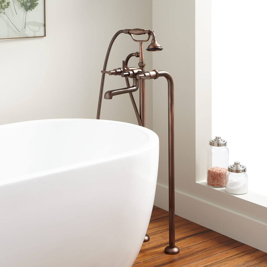 31-1/2x22 Freestanding Tub Faucet with Telephone Hand Shower in Oil Rubbed Bronze Y5325