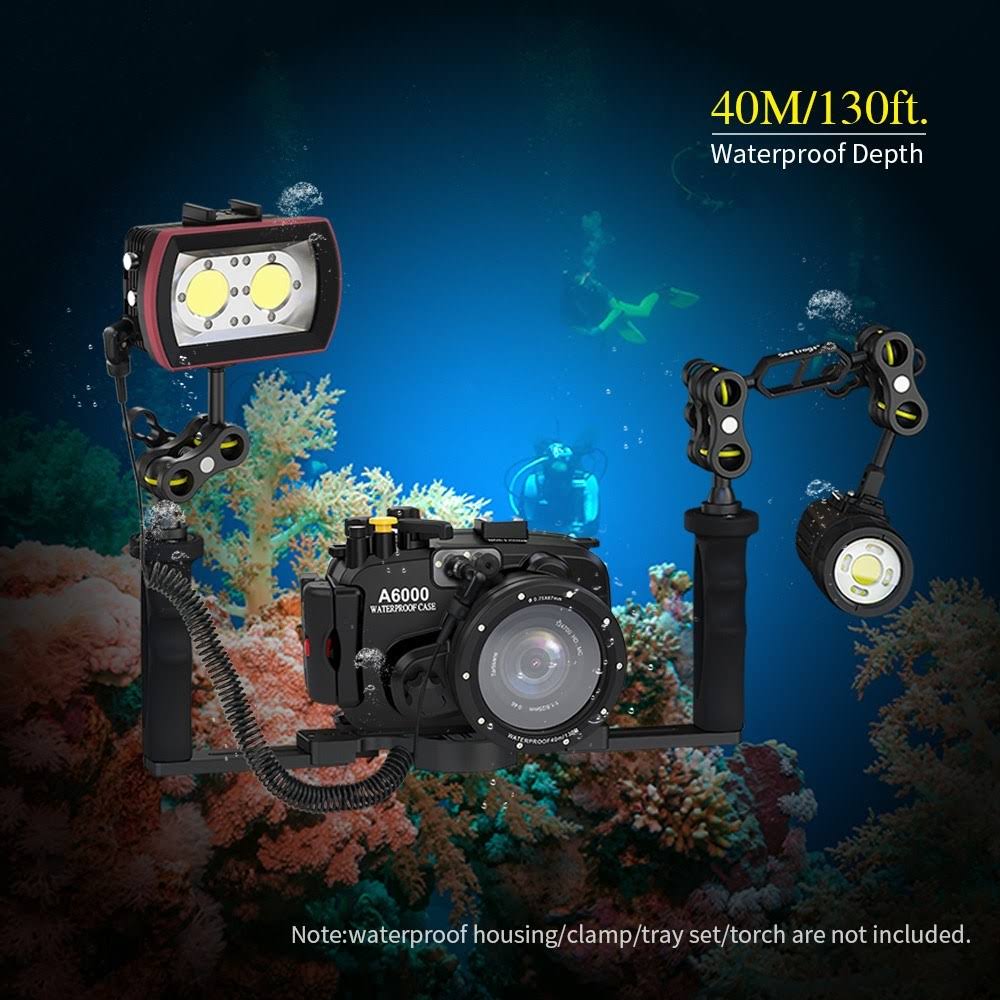LED Diving Light Underwater Photography Fill-in Lamp 2pcs Aluminum Alloy 40M Waterproof IPX8 White X900