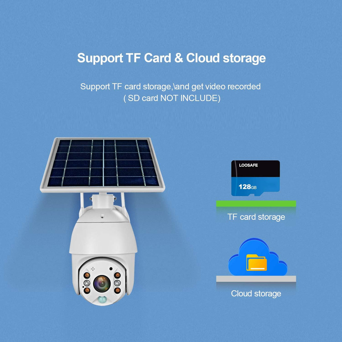 Wireless Solar Powered PTZ Security Camera with Rechargeable Battery N332