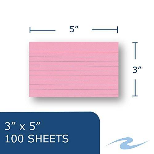 Index Cards 3x2 2x5 2 Asstd Colors Lined 1 Side N365