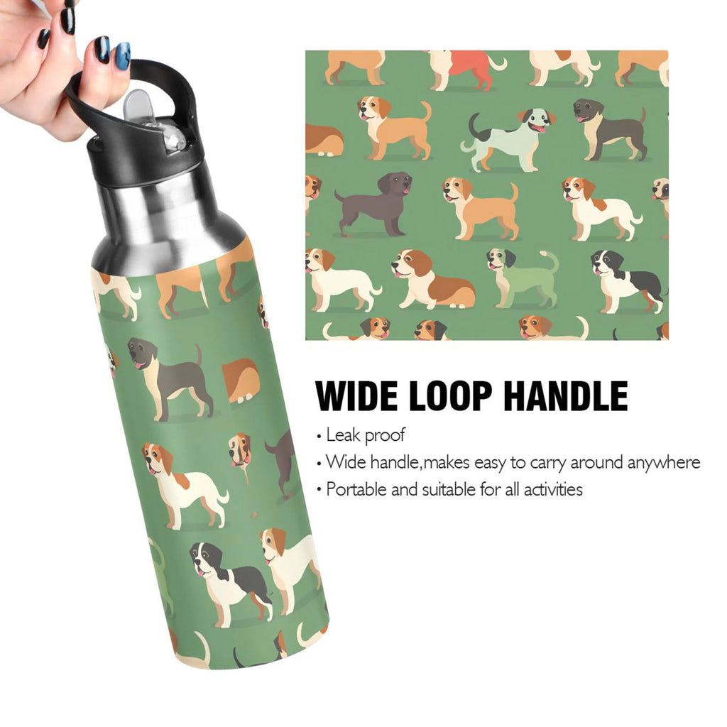 Green Insulated Stainless Steel Water Bottle with Straw Lid 20 oz R54354
