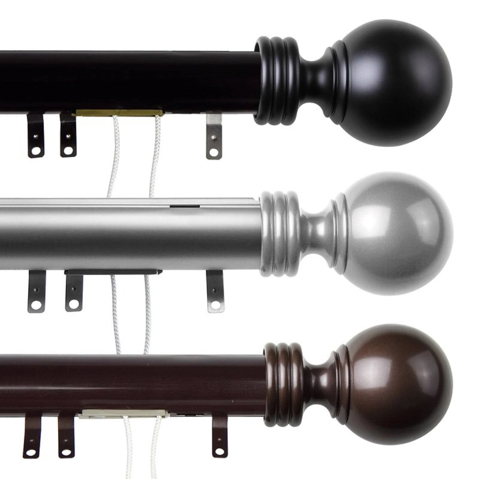 Satin Nickel Adjustable Rod with Center Open Sliders U956