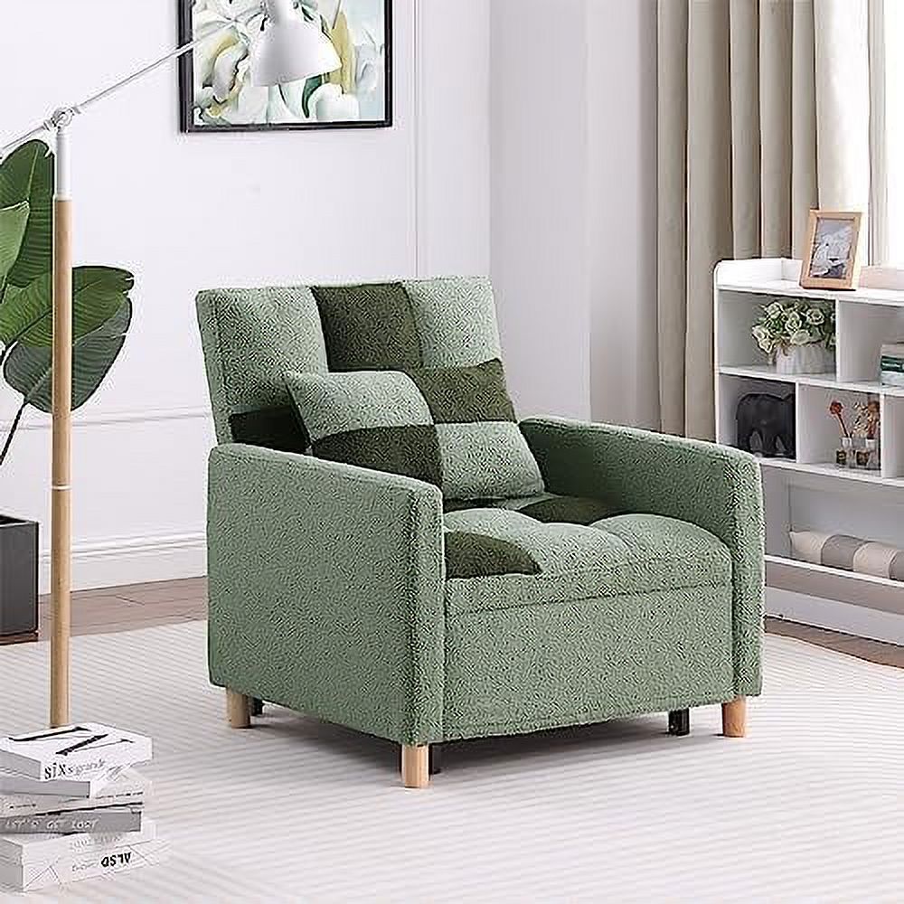 3 in 1 Convertible Chair Bed Sleeper Chair with Pillow Velvet Fabric Grey Y518142