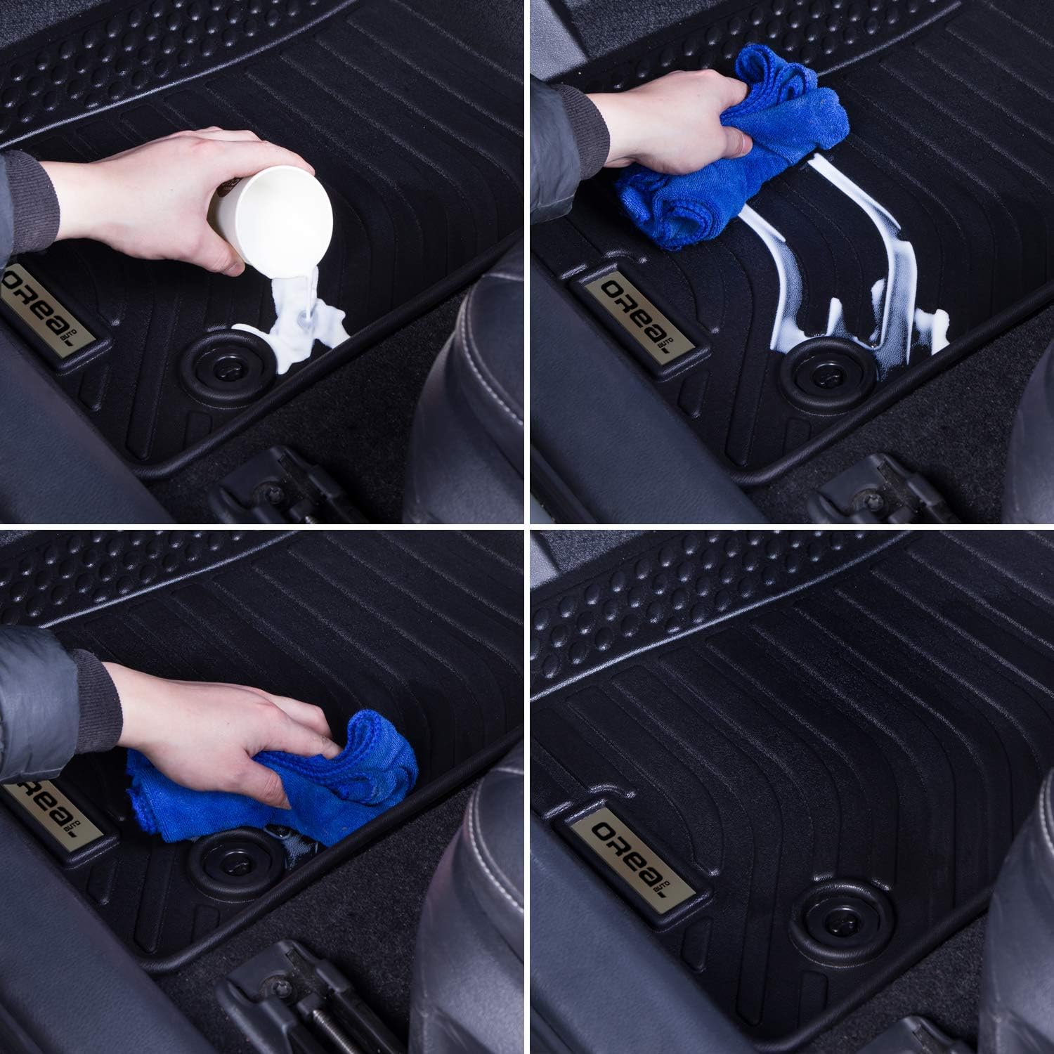 Black Heavy Duty All Weather Front and Rear Car Floor Mats F3149