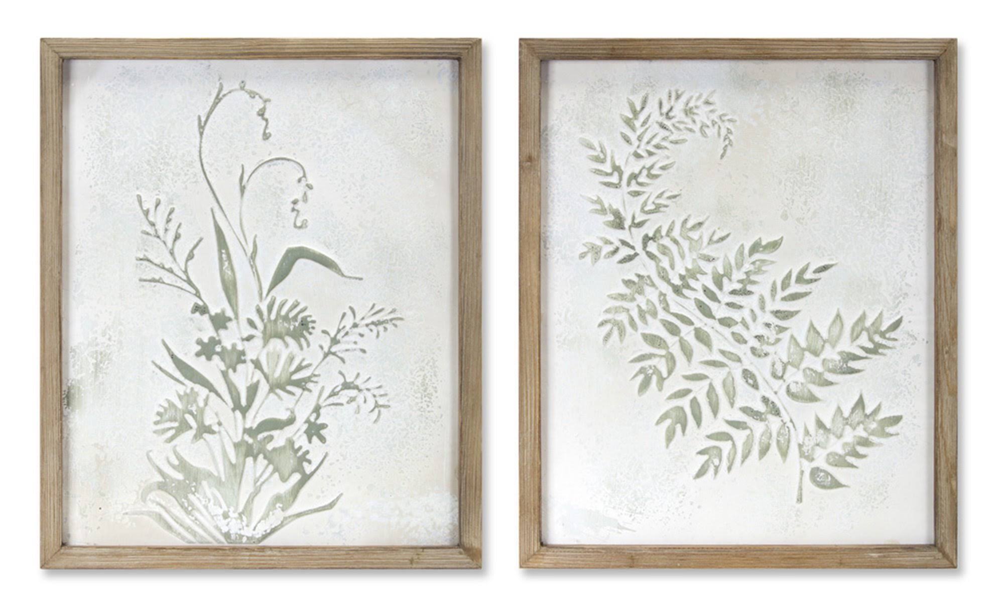 Floral Print Set of 2 Iron Wood G5262