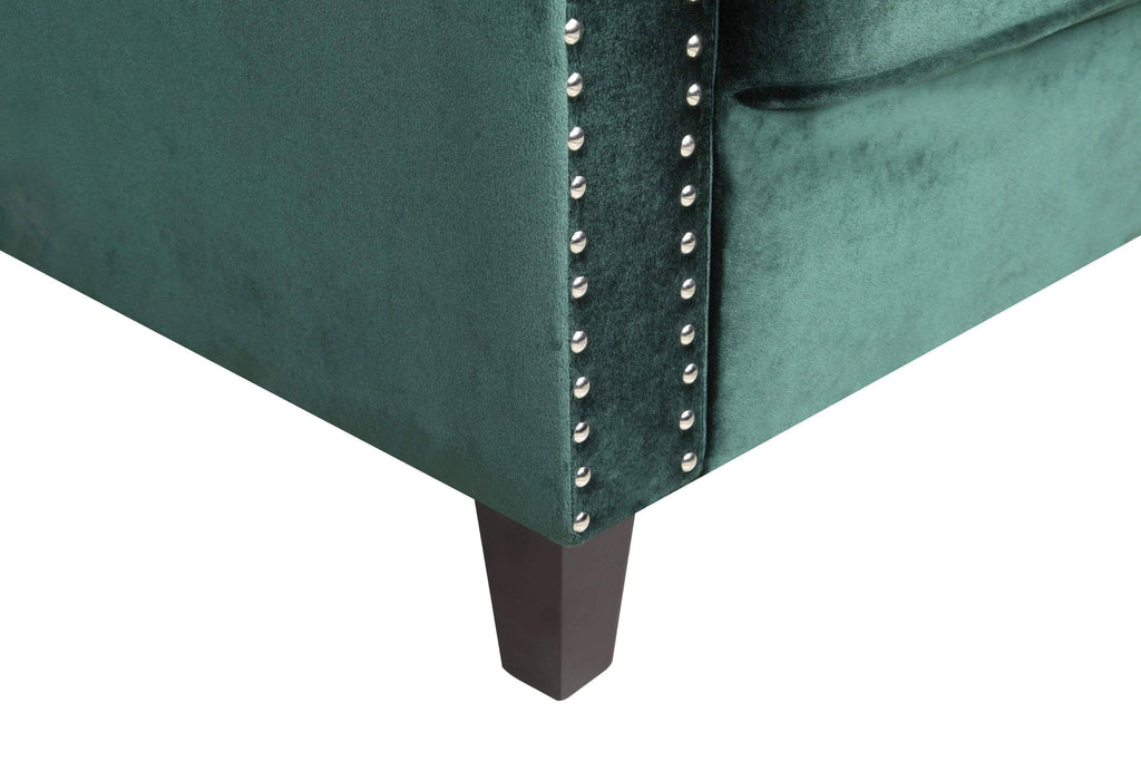 Espresso Finished Wood Legs Velvet Upholstered Swoop Arm Sofa L457