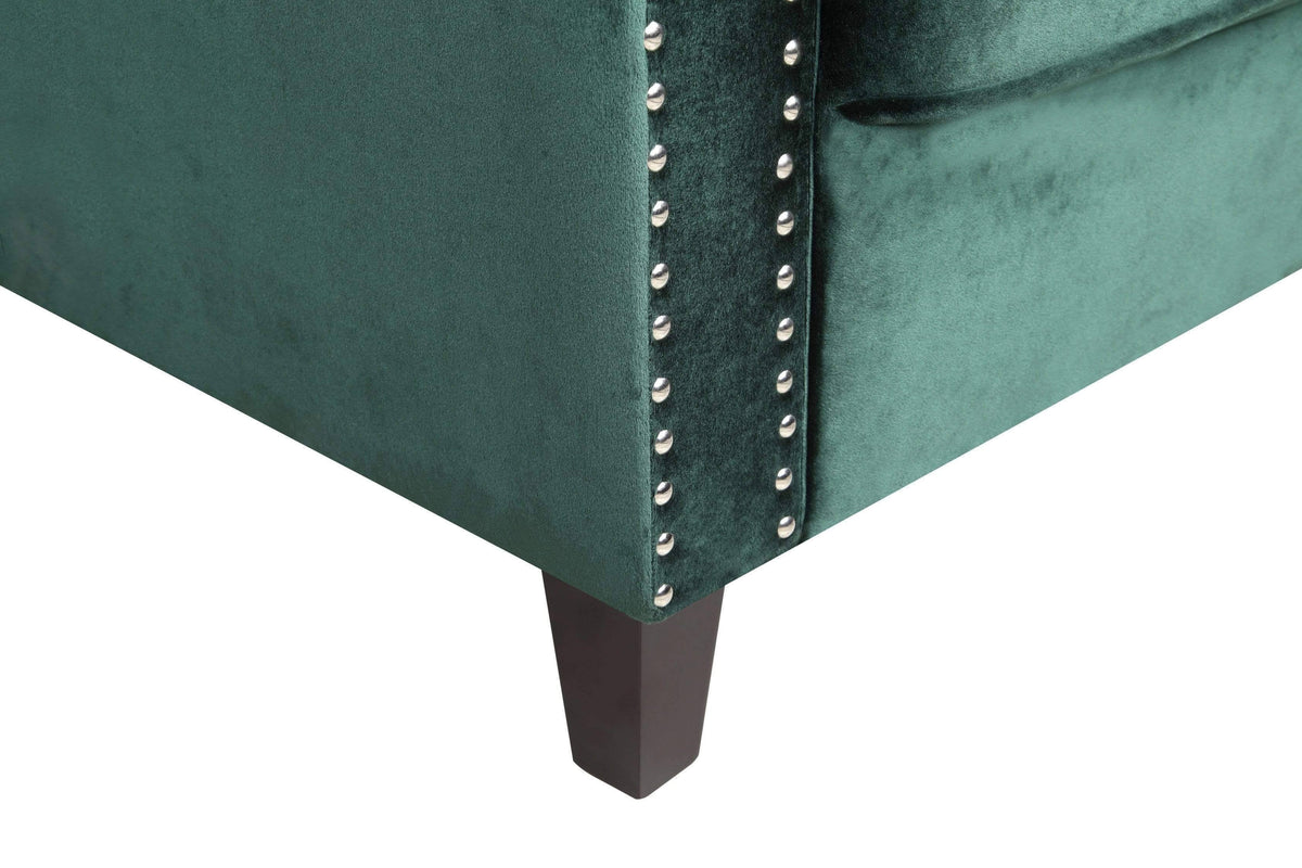 Espresso Finished Wood Legs Velvet Upholstered Swoop Arm Sofa L457
