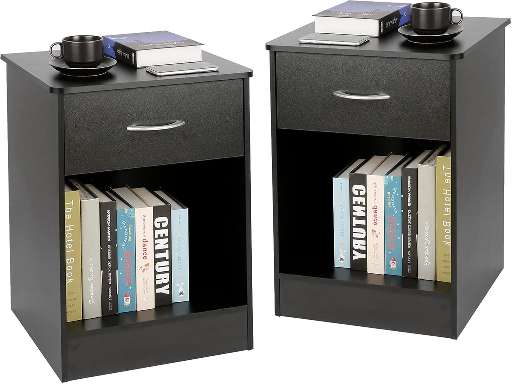 White Nightstand with Drawer and Shelf O432