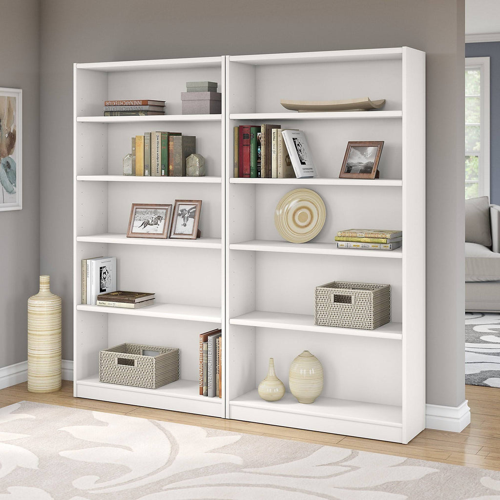 White 5 Shelf Bookcase Set of 2 J3984