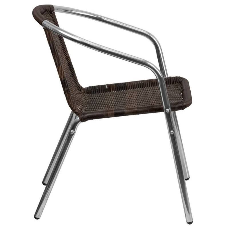 Aluminum Rattan Dining Chair in Dark Brown N269995
