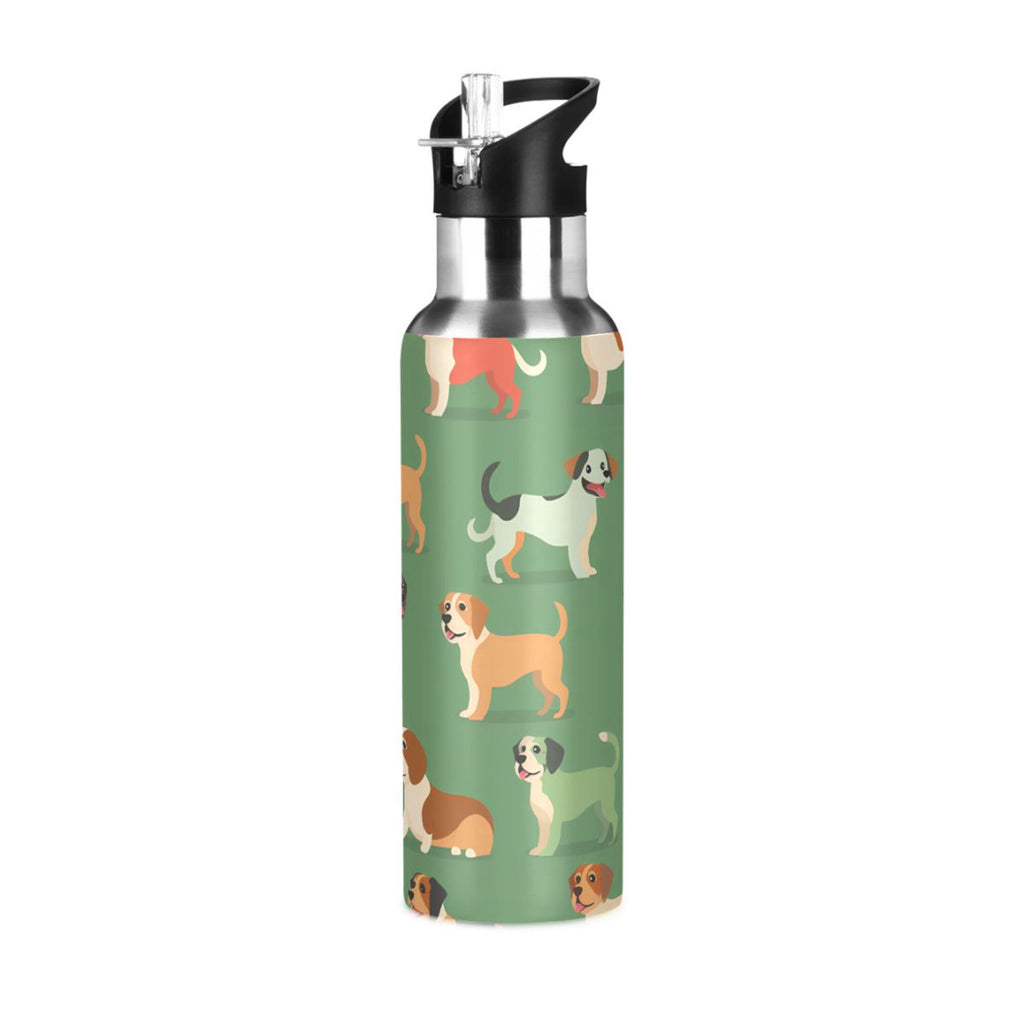 Green Insulated Stainless Steel Water Bottle with Straw Lid 20 oz R54354