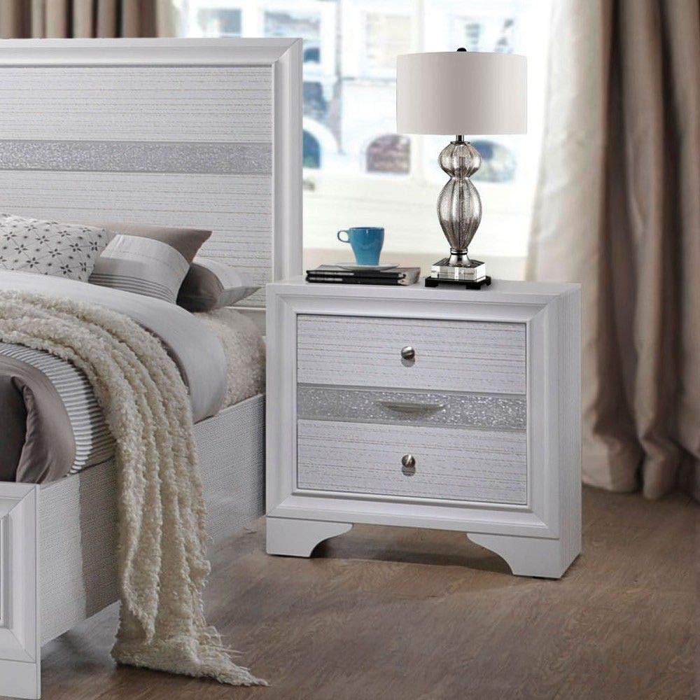 2 Drawers Black Wooden Nightstand D79390