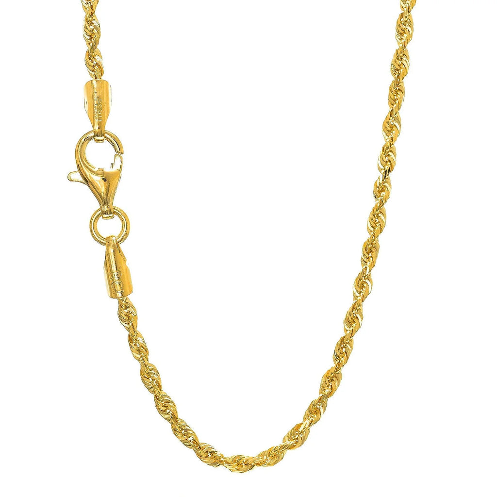 10k Solid Yellow Gold Diamond-cut Rope Chain, 24 Inches X6829
