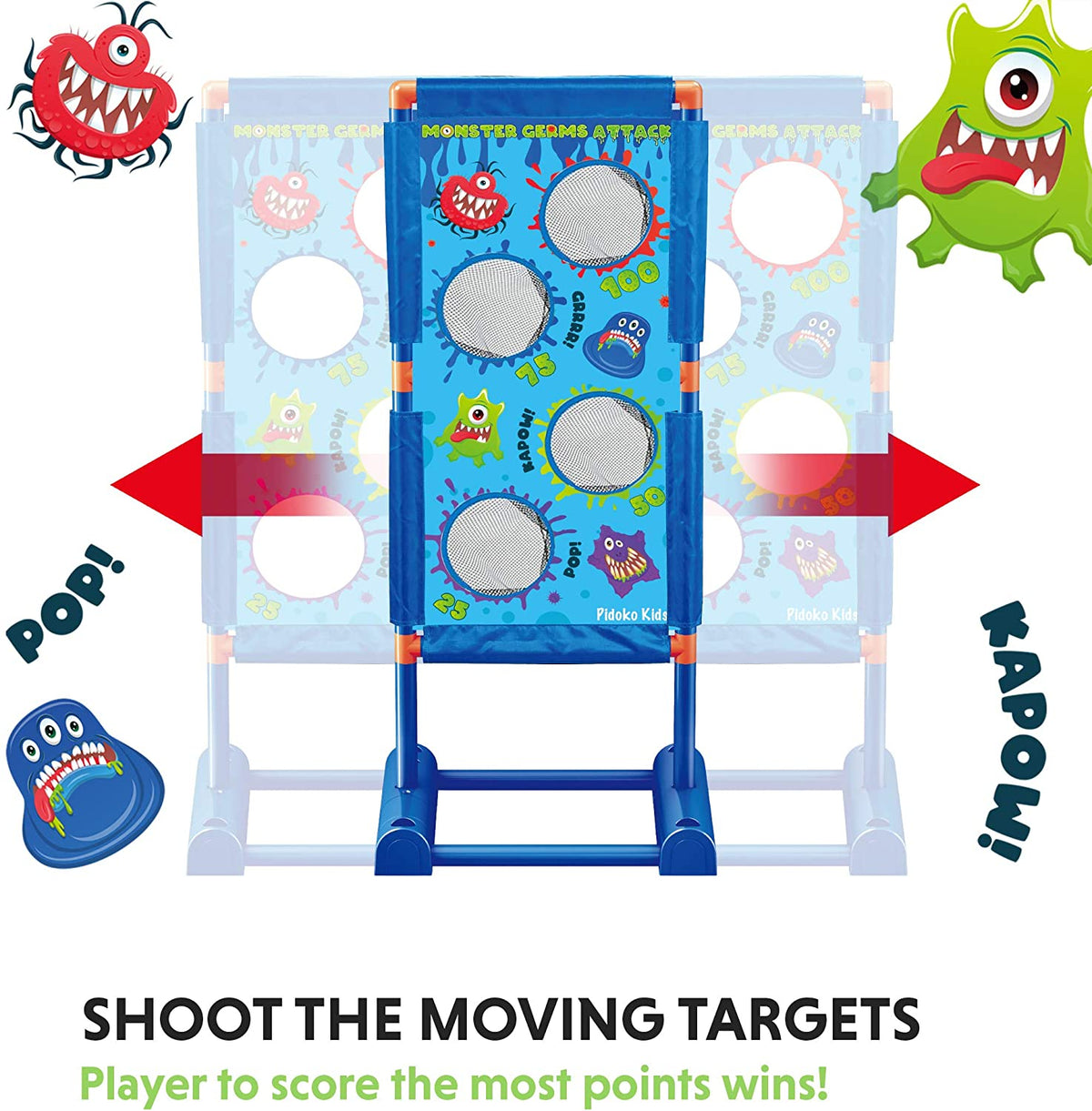 2 Pack Foam Ball Air Popper Guns with Moving Targets J651