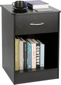 White Nightstand with Drawer and Shelf O432