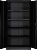 Black 70.8 H Metal Storage Cabinet with 4 Adjustable Shelf and 2 Locking Doors P921