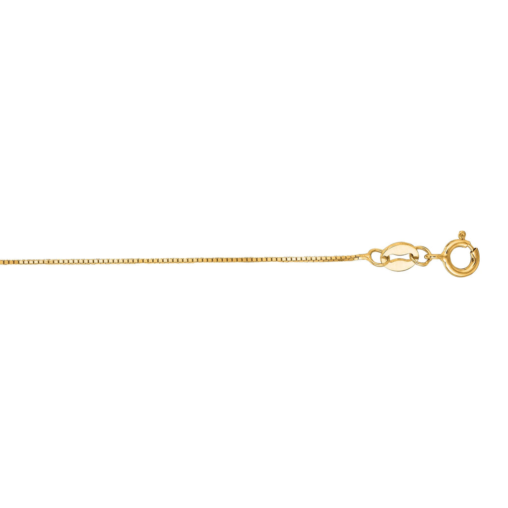 14k Solid Gold Yellow Box Chain Necklace 0.6 mm 13 inches S7254