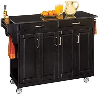 Black Wood Top Kitchen Cart O5727