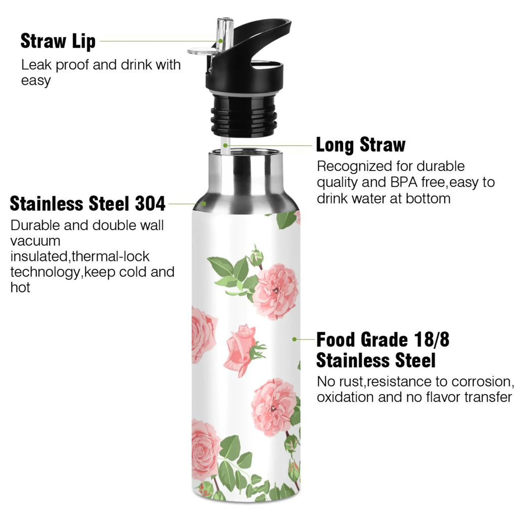 20 oz Insulated Stainless Steel Water Bottle with Straw Lid G7185