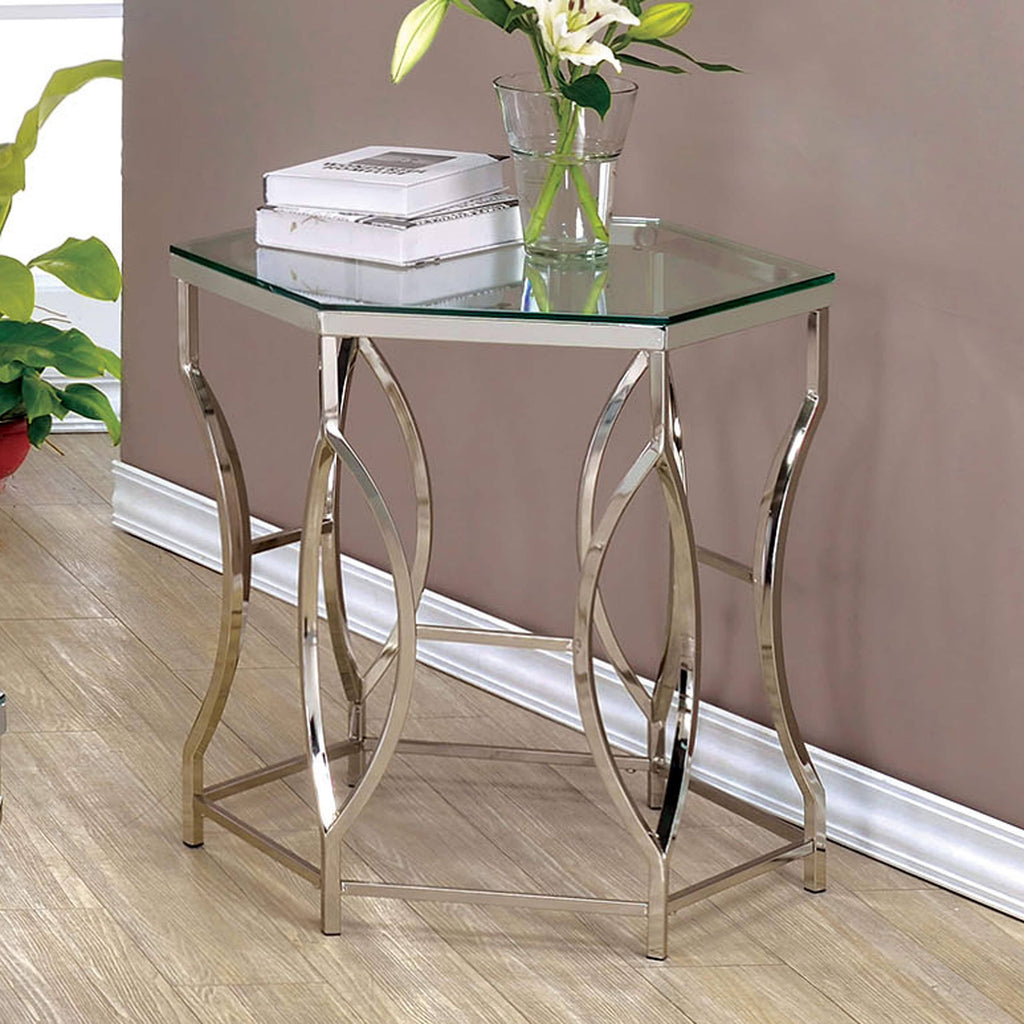 Chrome Glass Top End Table I363847
