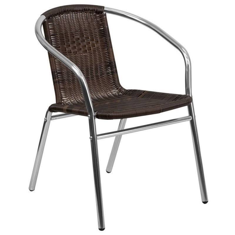Aluminum Rattan Dining Chair in Dark Brown N269995