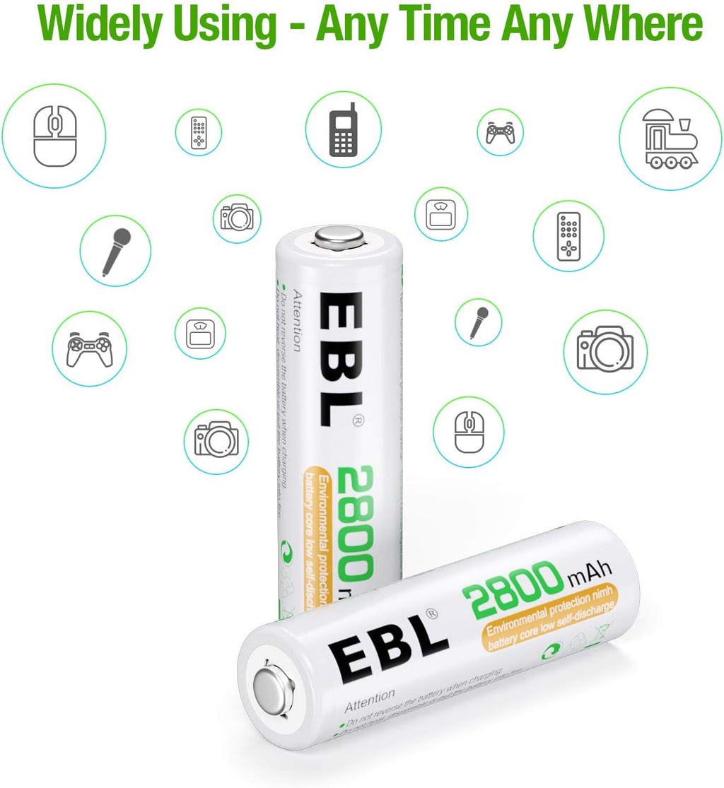 4 Pack AA 2800mAh Ni-MH Rechargeable Batteries G351