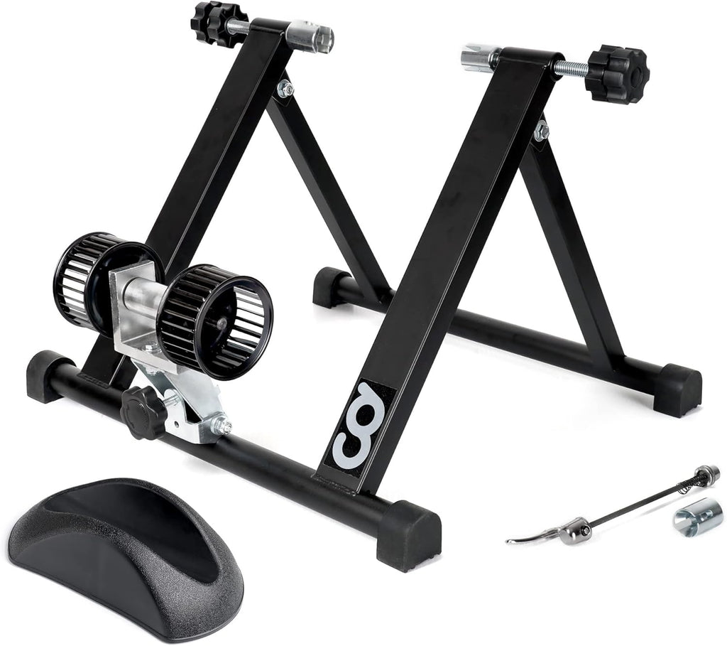 Indoor Wind Resistance Bicycle Trainer Stand with Front Block Riser & Skewers Q7773