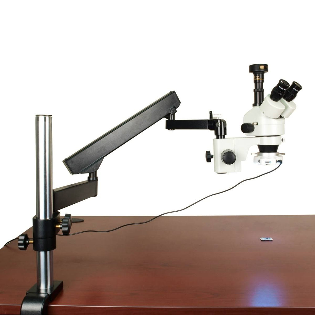 7-45X Stereo Microscope with Articulate Arm, 56 LED Ring Light, 5.0M Camera P63078