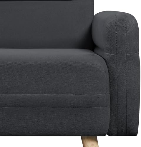 Dark Gray Fabric 2 Seater Sofa with Solid Wood Legs X61416