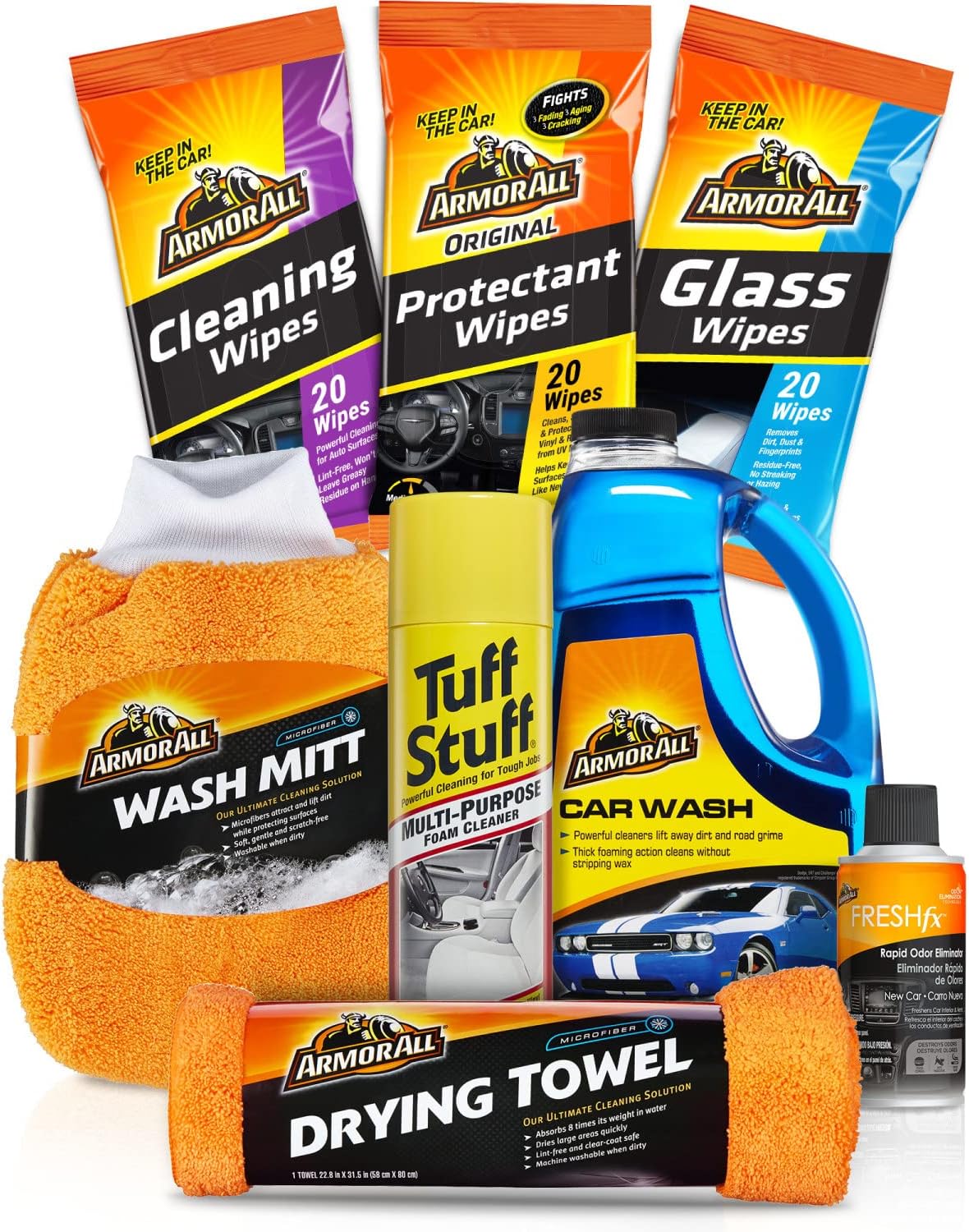 Car Wash and Cleaner Kit, Cleaning Wipes, Cleaner Concentrate, Car Air Freshener, Microfiber Towels Pack of 2 M6565