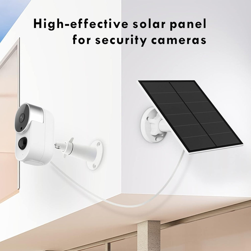 Solar Panel for Rechargeable Battery Security Camera, IP65 Waterproof, Micro USB, 360° Adjustable Wall Mounting Bracket I82488